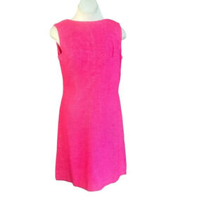 Alison Ayres Vintage 60s Hot Pink Hemp Sleeveless Sheath Dress